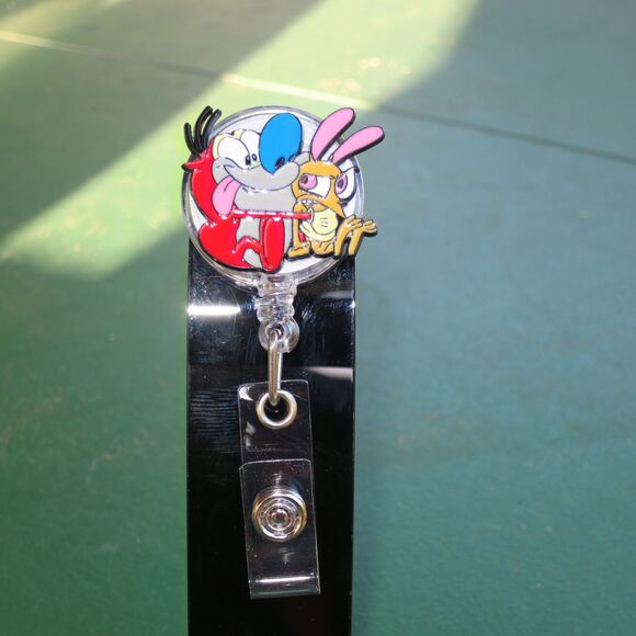 Ren and Stimpy Cute Retractable Id Badge Reel Holder Nickelodeon Cartoon - Picture 1 of 5